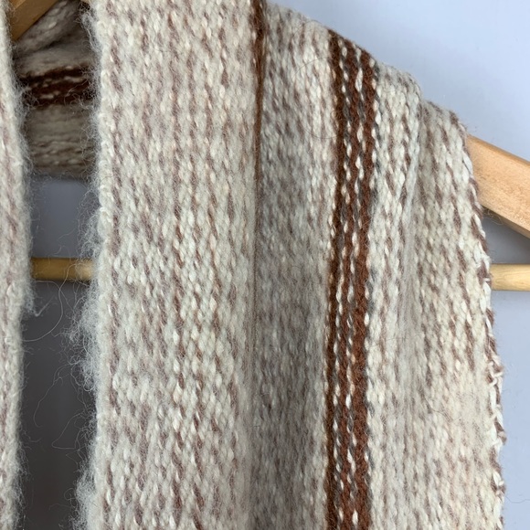 Wool Blend Cream and Rust color Scarf - Picture 3 of 7